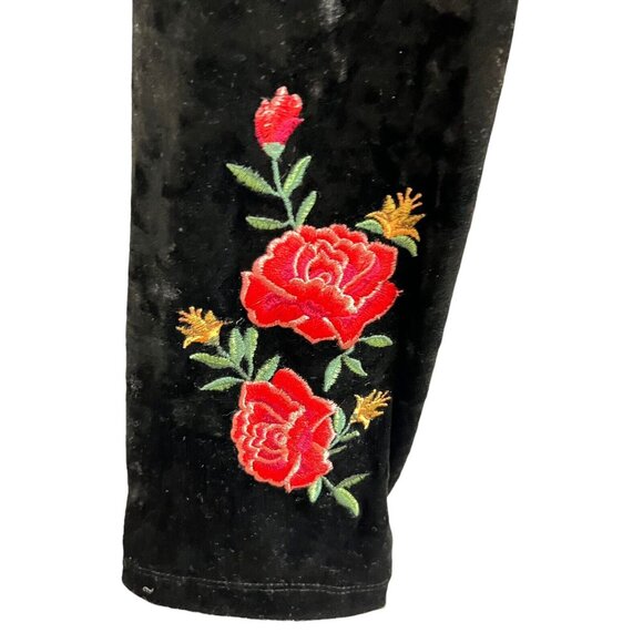 Disney Coco Junior Teen XL Moto Jacket Black Velvet Velour Rose Embroidered - Picture 3 of 13